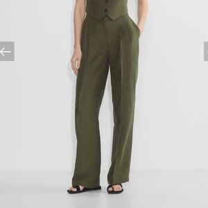 NWT Aritzia The Effortless Pant CruiseLinen in Dark Olive